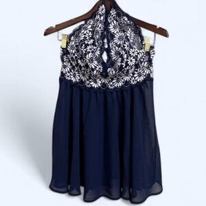 Cinema Etoile Daisy‎ Floral Lace High Neck Sleeveless Babydoll XL